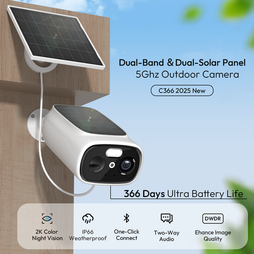 4PC 2.4/5 Ghz 2K Solar Camera Outdoor Wireless--C366