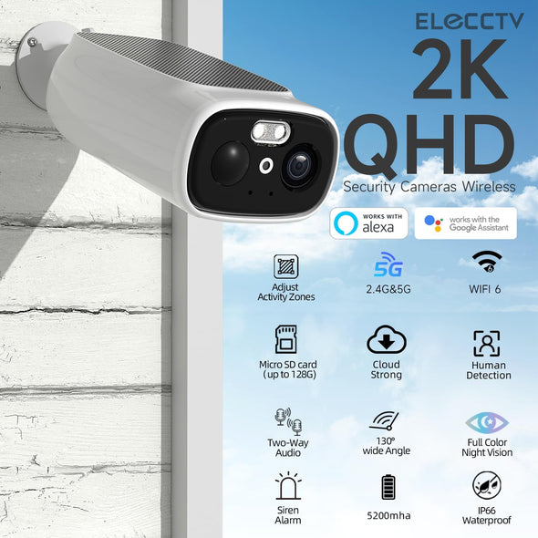 2.4/5 Ghz 2K Solar Camera Outdoor Wireless--C366