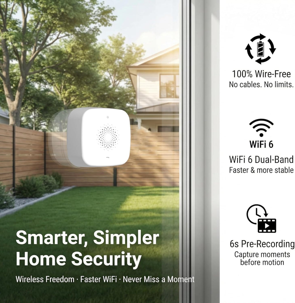 Rraycom 4MP Window Camera 2Pack No Drill, 2.4/5GHz Security Camera