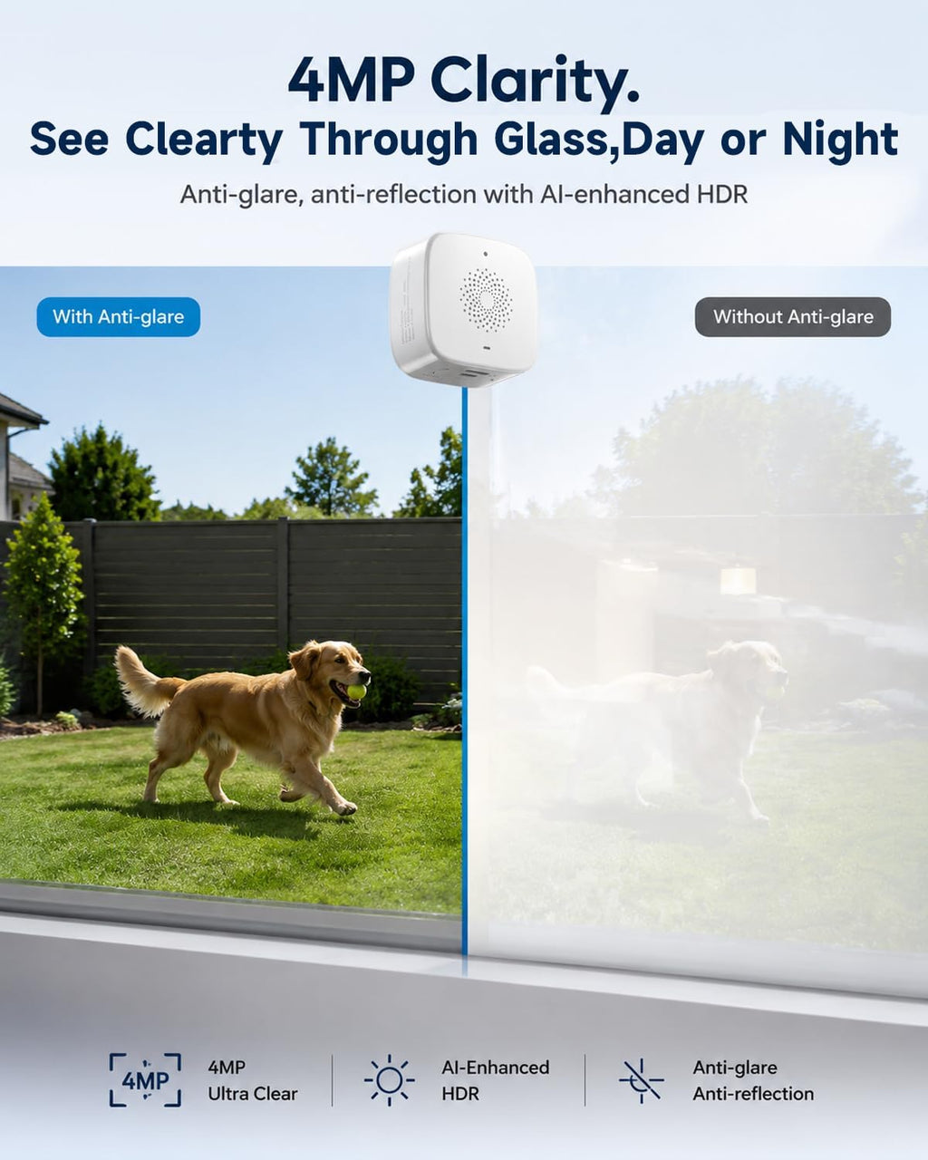 Rraycom 4MP Window Camera No Drill, 2.4G Security Camera