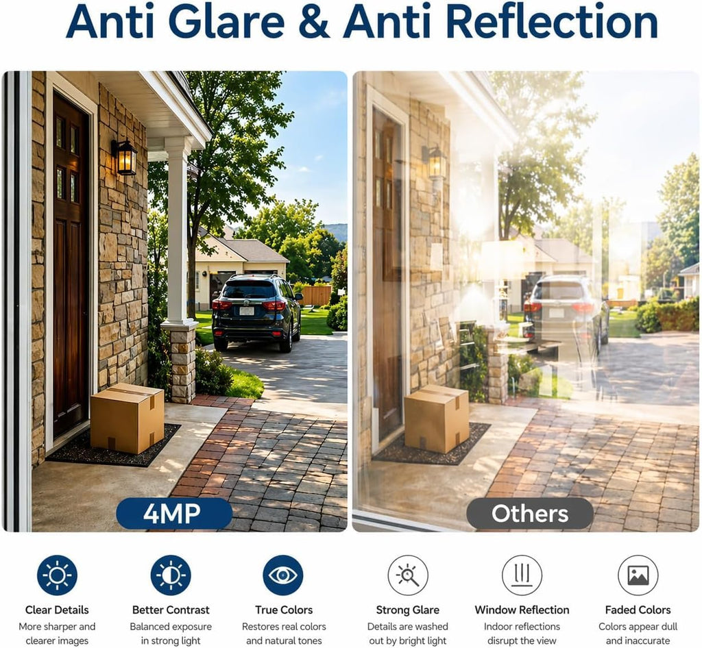 Rraycom 4MP Window Camera 2Pack No Drill, 2.4/5GHz Security Camera