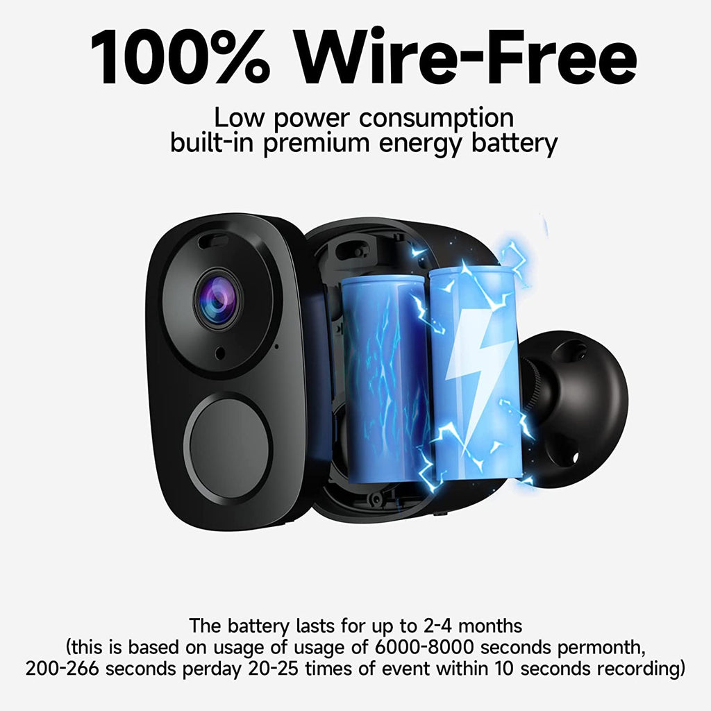 Security Cameras Outdoor Wireless, Battery Powered Wire-Free Spotlight Camera, 2K Video, 2 Way Audio, AI Motion Detection, Color Night Vision, Cloud/SD(up to 256G), Works with Alexa, Black