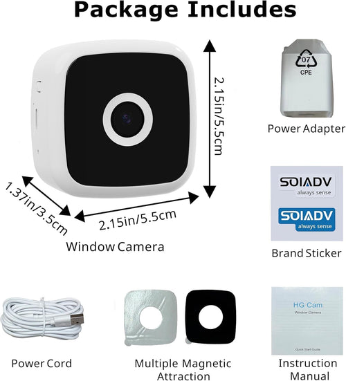2.5K Window Camera Wireless,No-Drill Install,2.4GHz & 5GHz WiFi Indoor Cameras 6s Pre-Roll, Battery Powered,