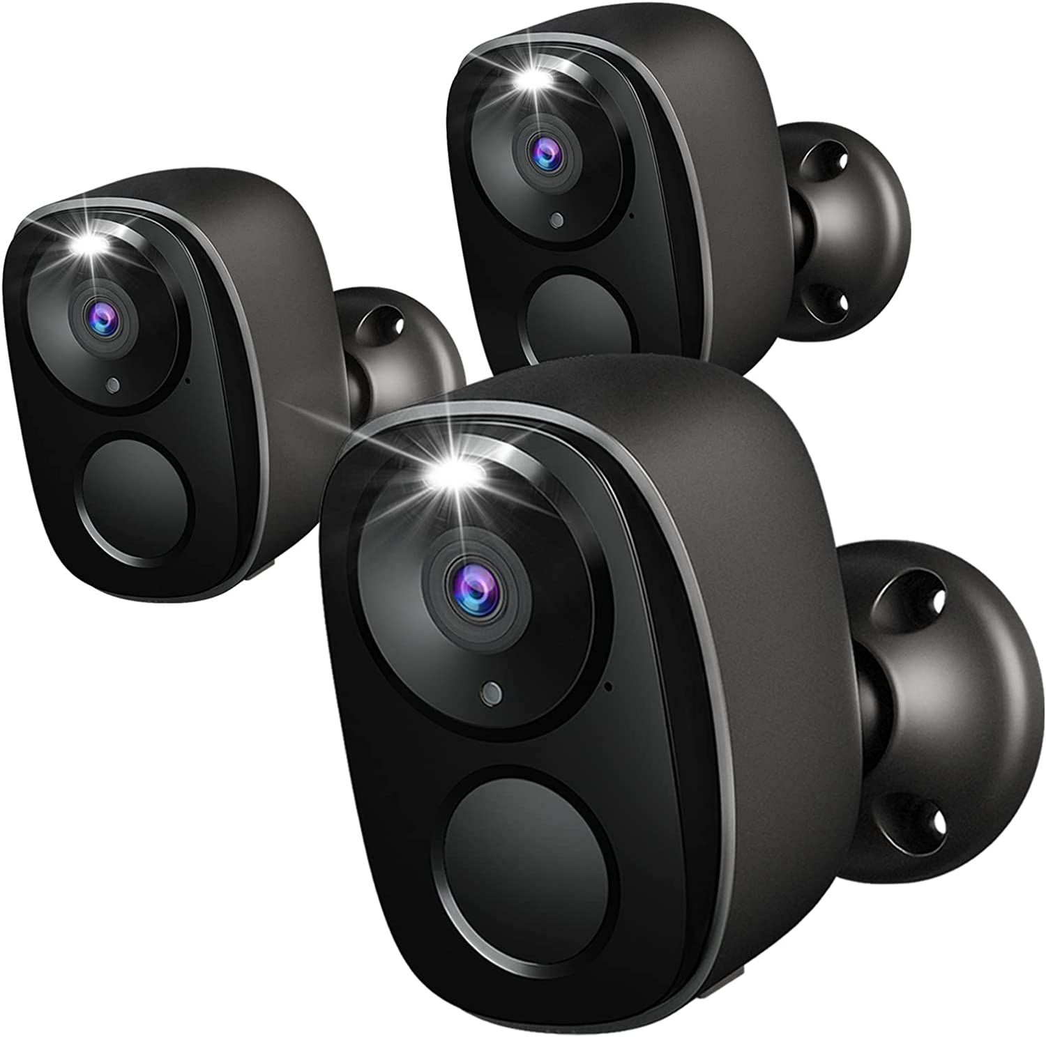 Security Cameras Outdoor Wireless, Battery Powered Wire-Free Spotlight Camera, 2K Video, 2 Way Audio, AI Motion Detection, Color Night Vision, Cloud/SD(up to 256G), Works with Alexa, Black