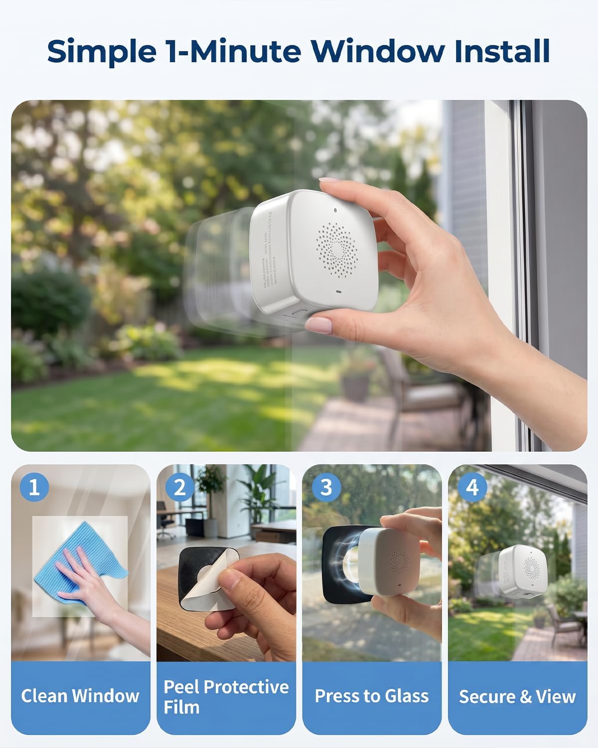 Rraycom 4MP Window Camera No Drill, 2.4G Security Camera