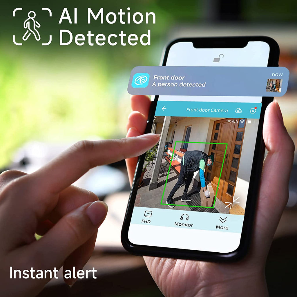 Security Cameras Outdoor Wireless, Battery Powered Wire-Free Spotlight Camera, 2K Video, 2 Way Audio, AI Motion Detection, Color Night Vision, Cloud/SD(up to 256G), Works with Alexa, Black