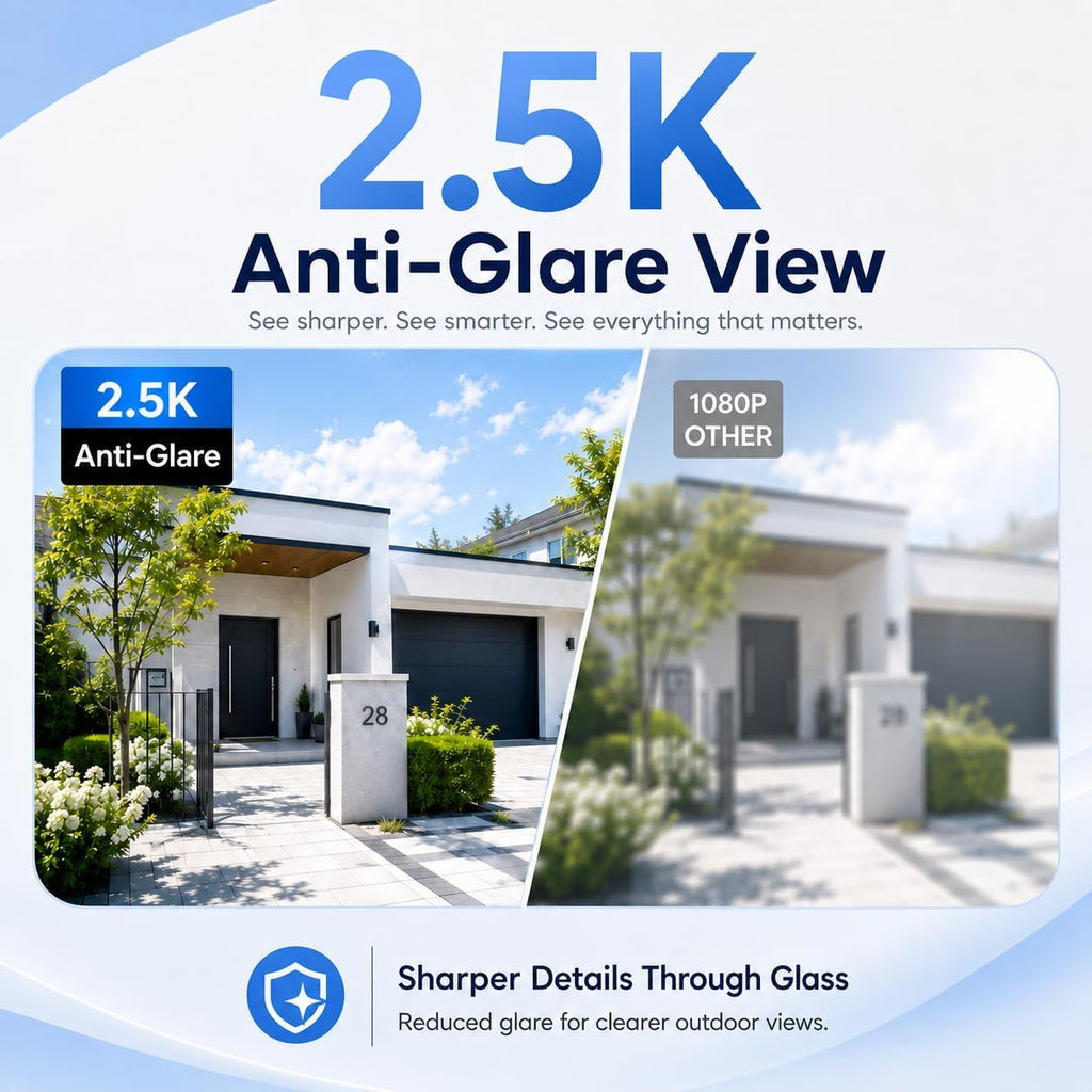 2.5K Window Camera Wireless,No-Drill Install,2.4GHz & 5GHz WiFi Indoor Cameras 6s Pre-Roll, Battery Powered,