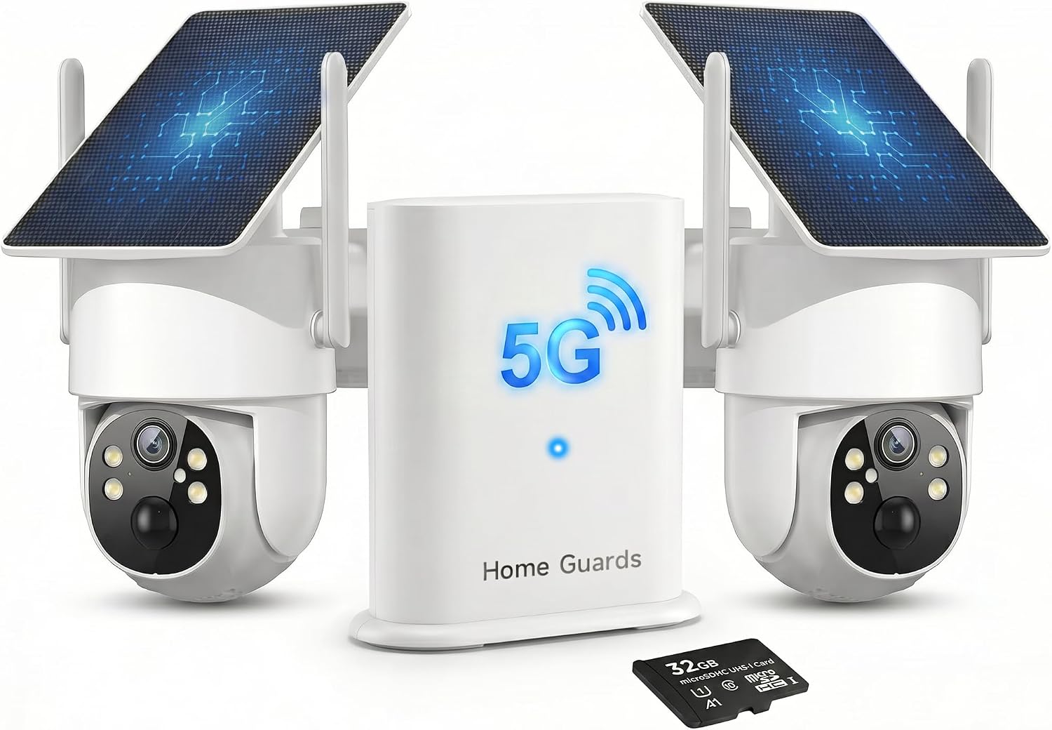 4MP Wireless Security Camera System, 2-Pack Solar Outdoor Cameras with Base Station