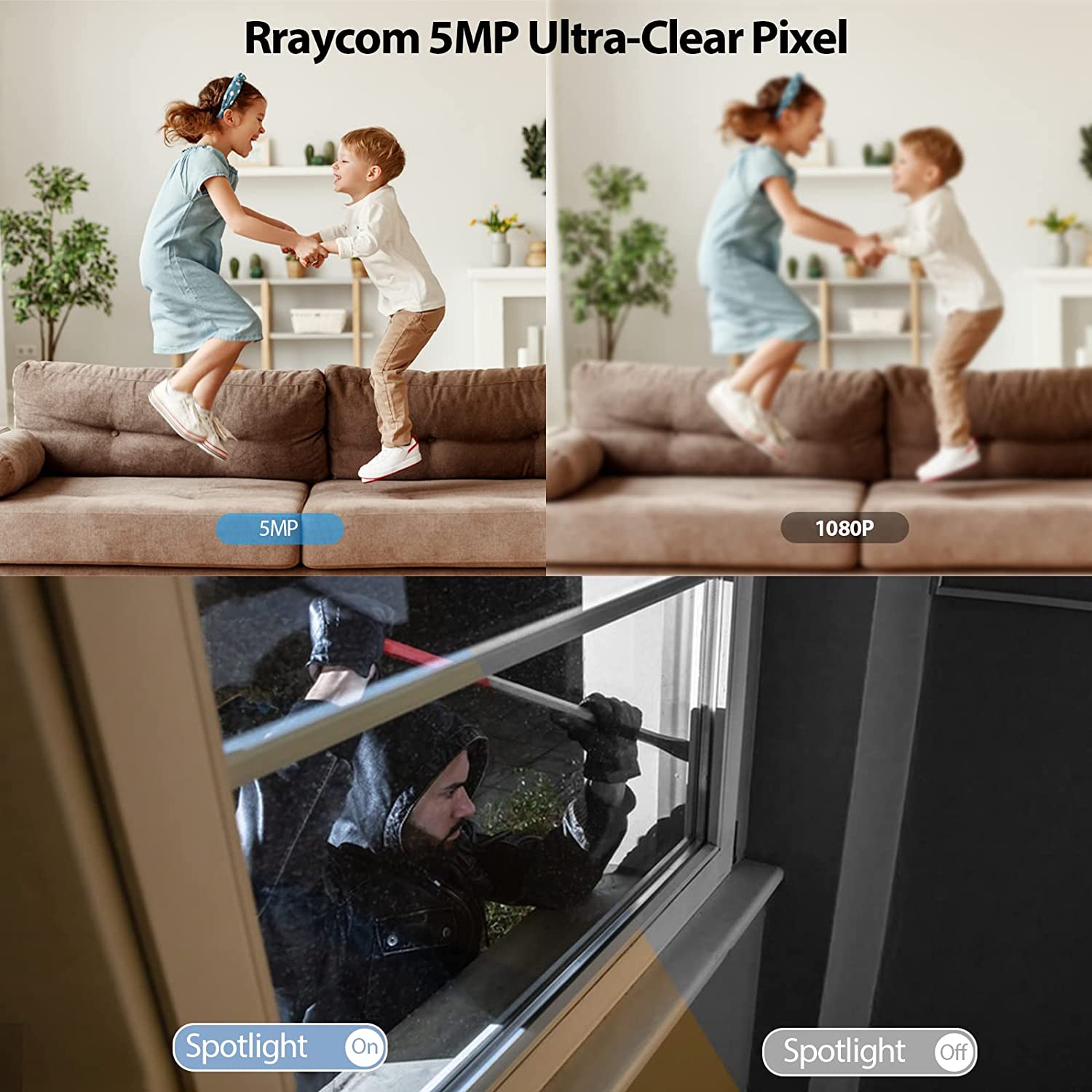 Rraycom 5MP Security Battery Cameras --BW4N