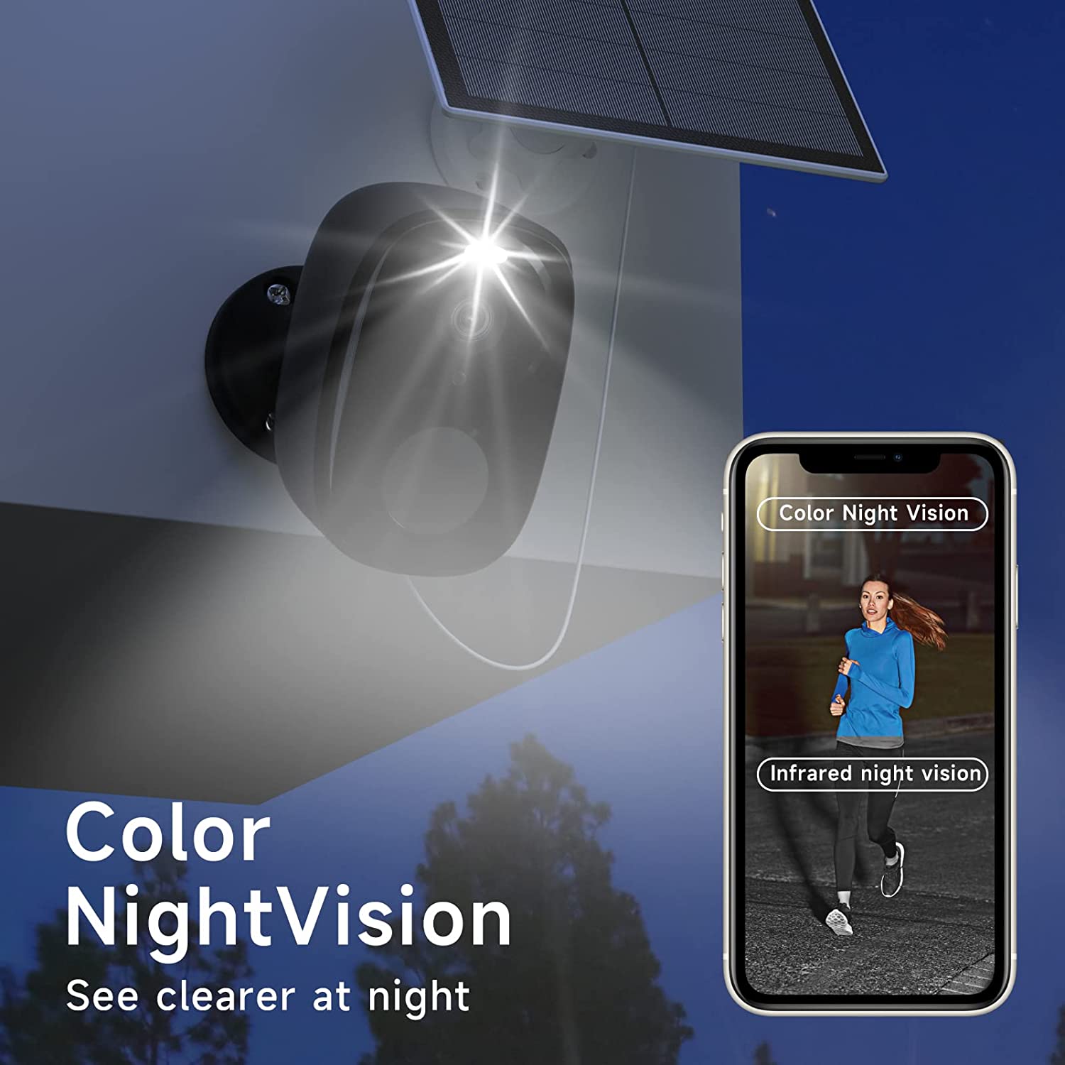 Security Camera Wireless Outdoor with Solar Panel-2K Battery Powered Security Cameras for Home Security, Color Night Vision, AI Motion Detection, 2-Way Talk, SD Card/Cloud Storage, Works with Alexa