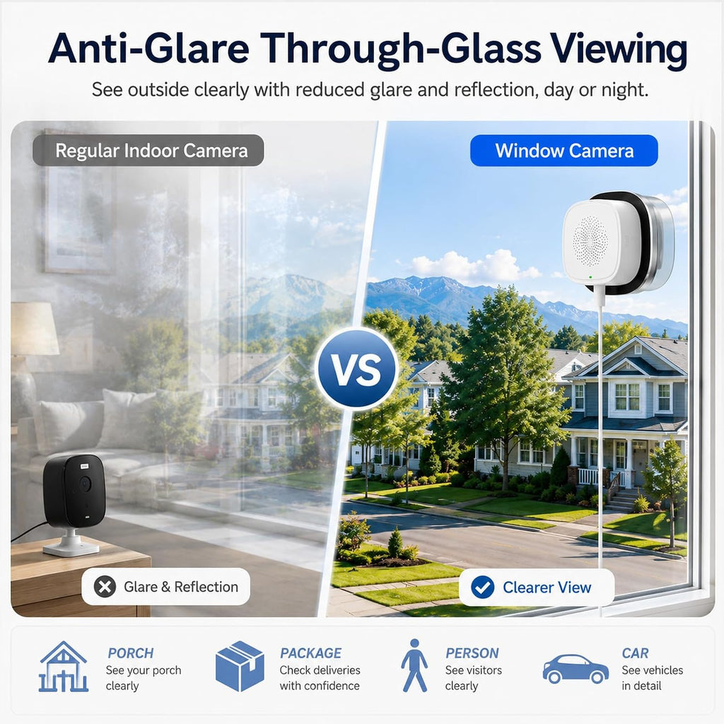 4MP 2.5K Window security Camera, 2.4G/5GHz WiFi No Drill Install-PT586