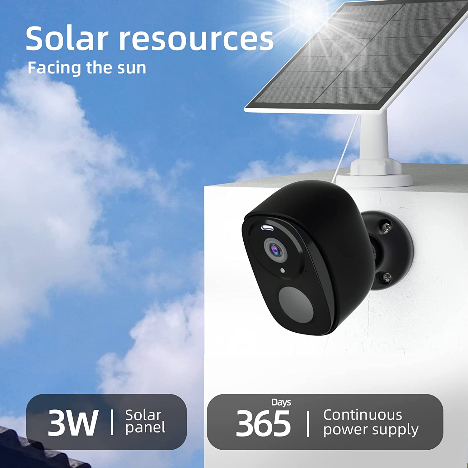 Security Camera Wireless Outdoor with Solar Panel-2K Battery Powered Security Cameras for Home Security, Color Night Vision, AI Motion Detection, 2-Way Talk, SD Card/Cloud Storage, Works with Alexa