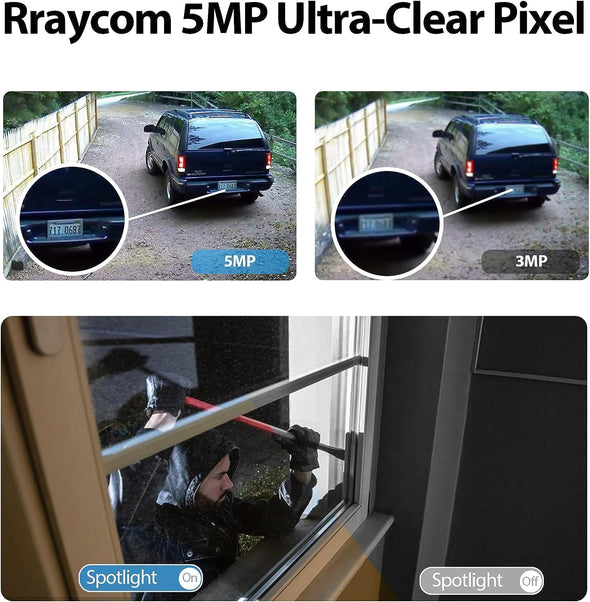 Rraycom 5MP Battery Powered WiFi Surveillance Camera with solar panel-BW4N