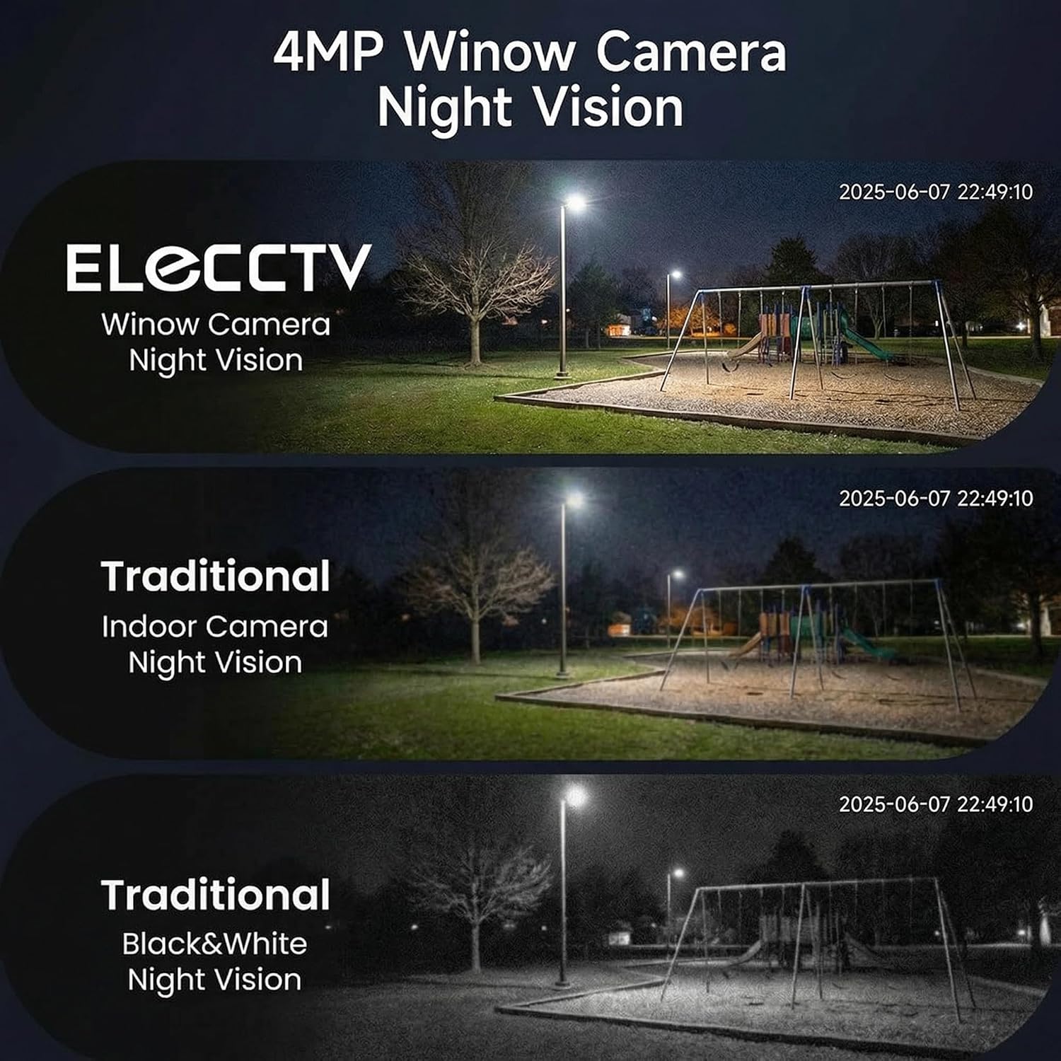 4MP 2.5K Window security Camera, 2.4G/5GHz WiFi No Drill Install-PT586