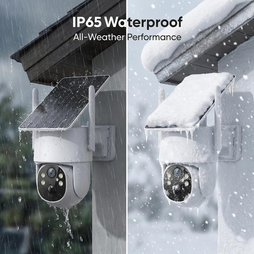 4MP Wireless Security Camera System, 2-Pack Solar Outdoor Cameras with Base Station