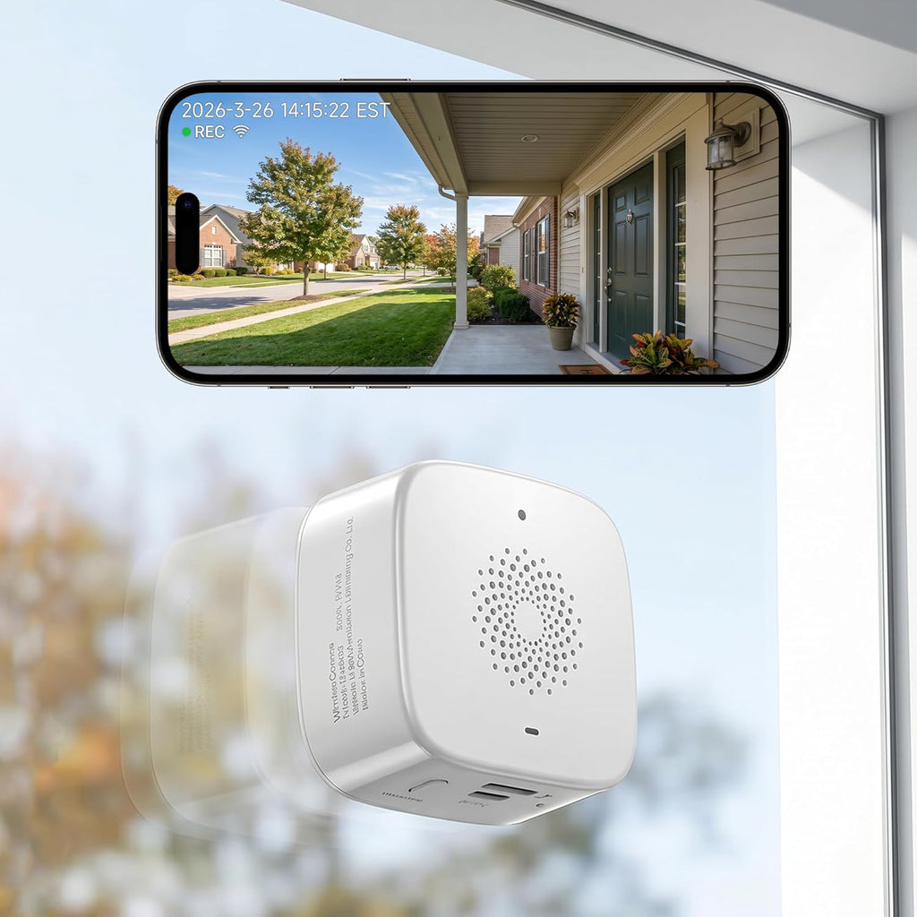 2.5K Window Camera Wireless,No-Drill Install,2.4GHz & 5GHz WiFi Indoor Cameras 6s Pre-Roll, Battery Powered,