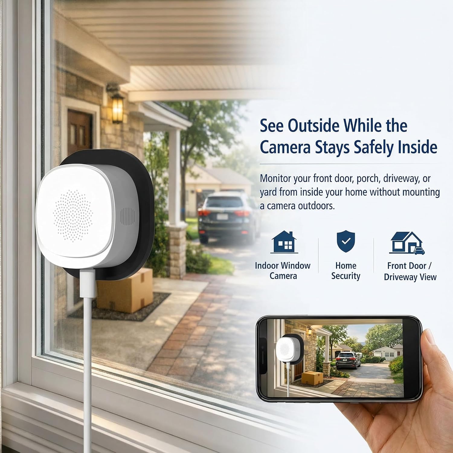 4MP 2.5K Window security Camera, 2.4G/5GHz WiFi No Drill Install-PT586