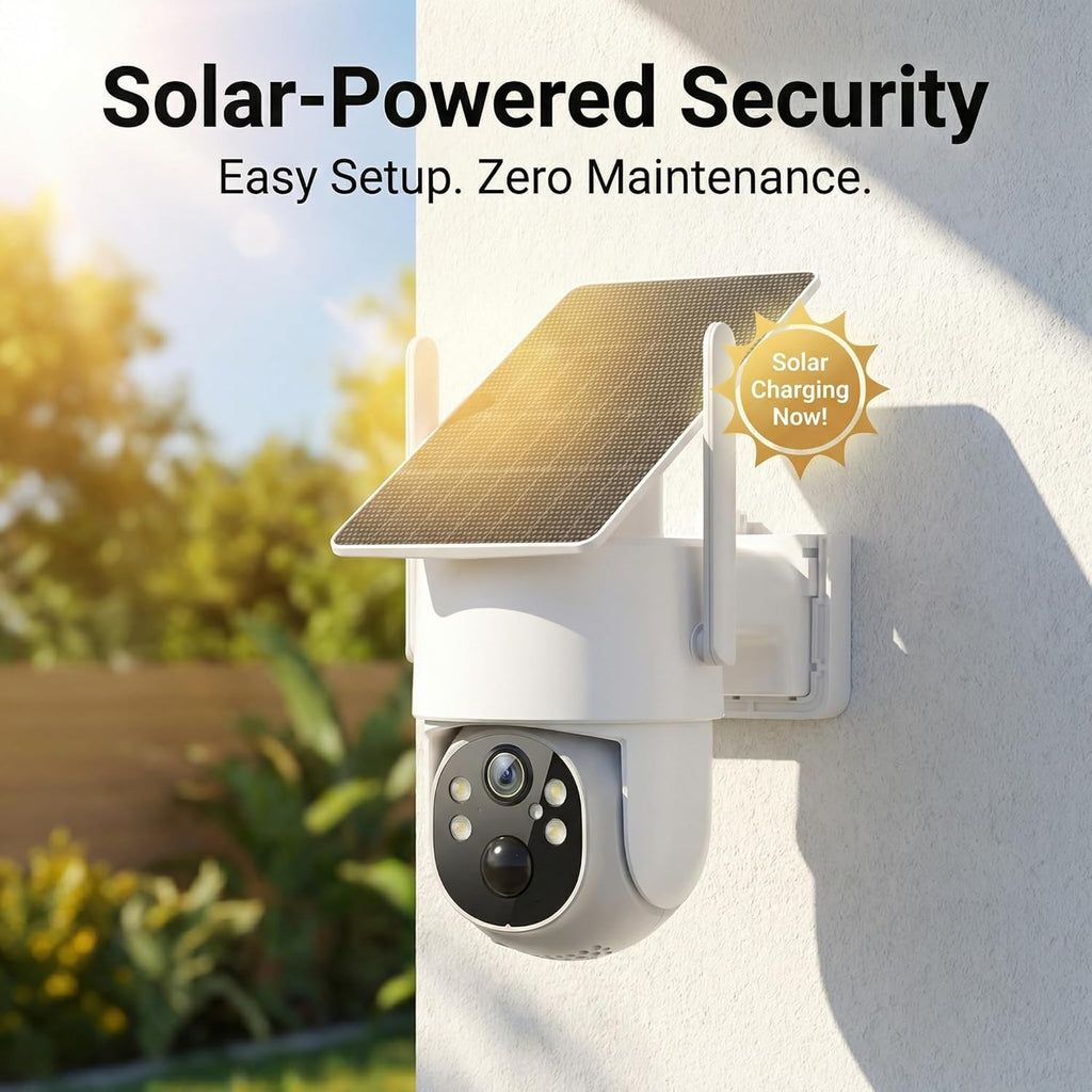 4MP Wireless Security Camera System, 2-Pack Solar Outdoor Cameras with Base Station