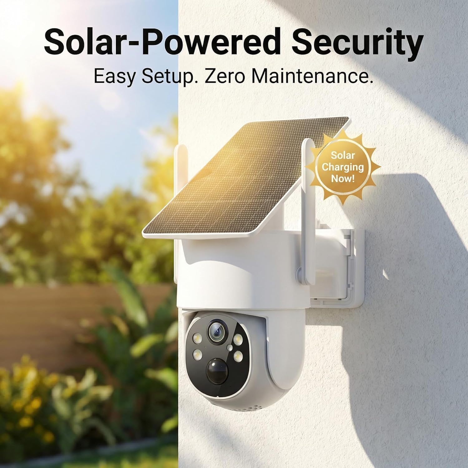 4MP Wireless Security Camera System, 2-Pack Solar Outdoor Cameras with Base Station