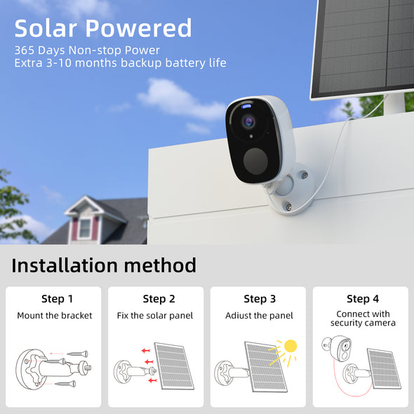 Rraycom BW4 2K Security Cameras Wireless Outdoor with Solar Panel